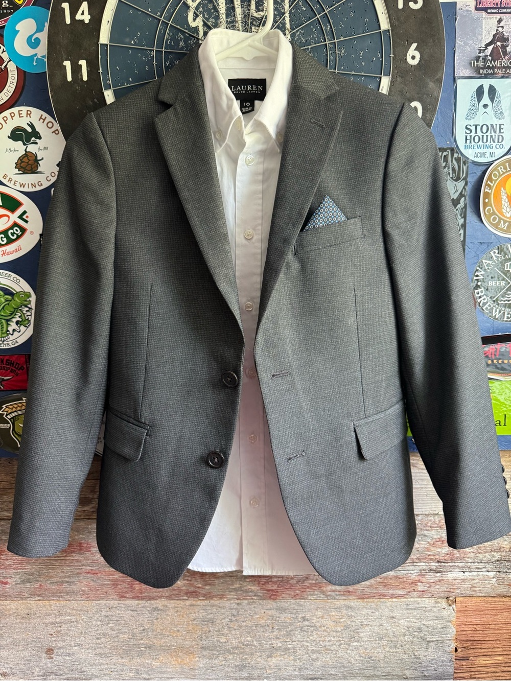 Lauren Ralph Lauren Gray Two-Button Blazer & White Dress Shirt - Boy’s Size 10